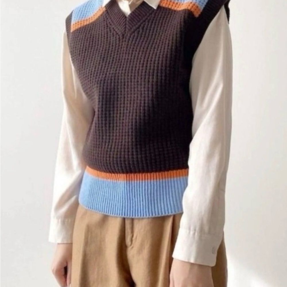 Marni Colorblock Knit Sweater Vest Sz XS Wool Blend